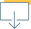 Illustration of file downloading: rounded rectangle with down arrow
